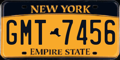 NY license plate GMT7456
