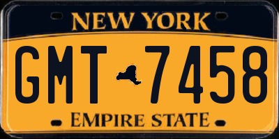 NY license plate GMT7458