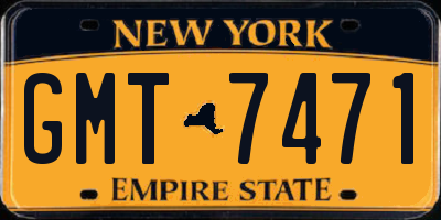 NY license plate GMT7471