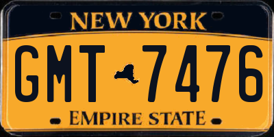 NY license plate GMT7476