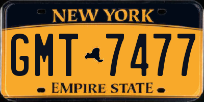 NY license plate GMT7477