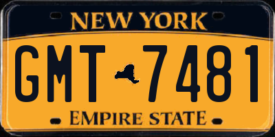 NY license plate GMT7481