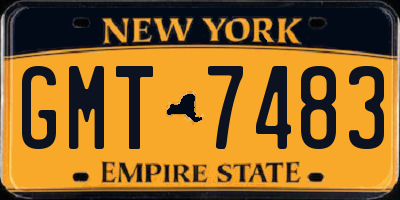 NY license plate GMT7483