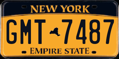 NY license plate GMT7487