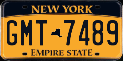 NY license plate GMT7489