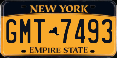 NY license plate GMT7493