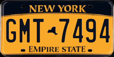 NY license plate GMT7494