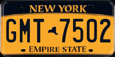 NY license plate GMT7502