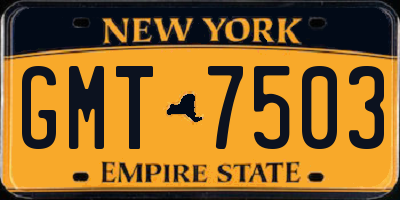 NY license plate GMT7503