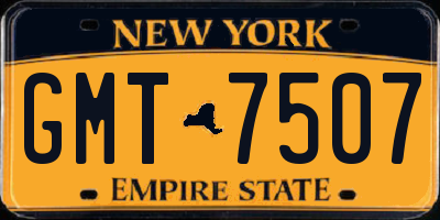 NY license plate GMT7507