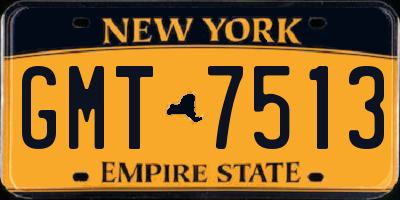 NY license plate GMT7513