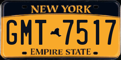 NY license plate GMT7517