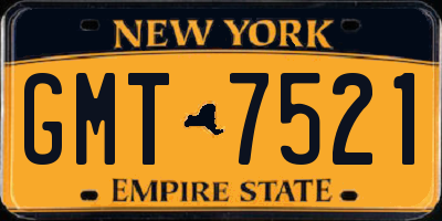 NY license plate GMT7521
