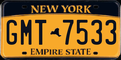 NY license plate GMT7533