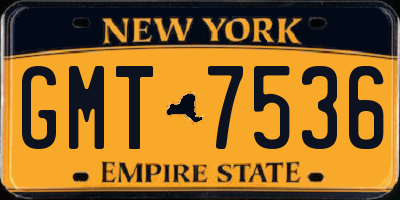 NY license plate GMT7536