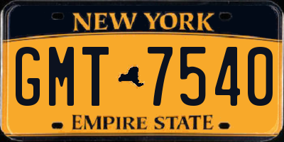 NY license plate GMT7540