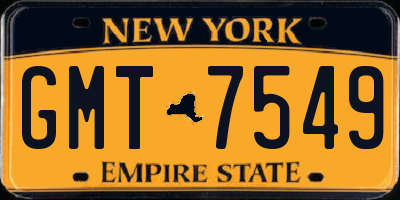 NY license plate GMT7549