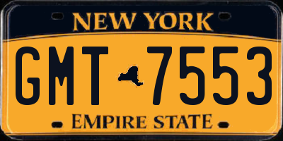 NY license plate GMT7553