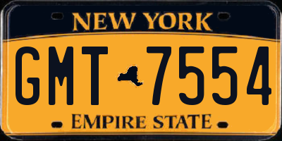 NY license plate GMT7554