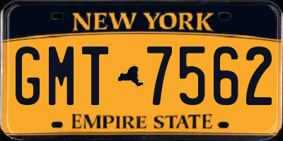 NY license plate GMT7562