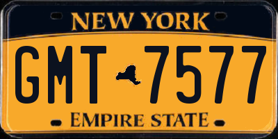 NY license plate GMT7577