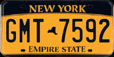 NY license plate GMT7592