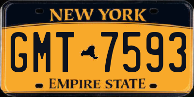 NY license plate GMT7593