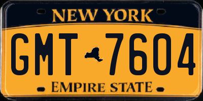 NY license plate GMT7604