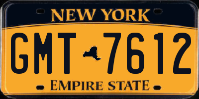 NY license plate GMT7612