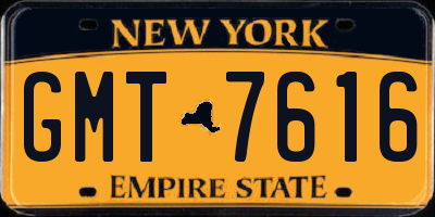 NY license plate GMT7616