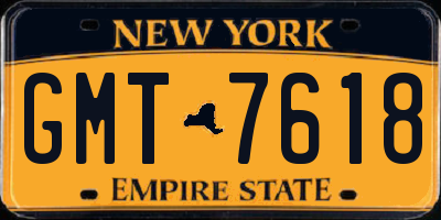 NY license plate GMT7618