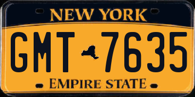 NY license plate GMT7635