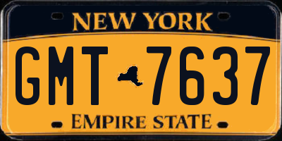 NY license plate GMT7637