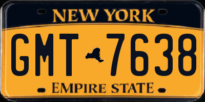NY license plate GMT7638