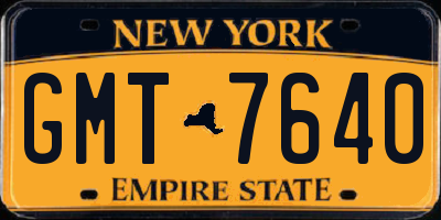 NY license plate GMT7640