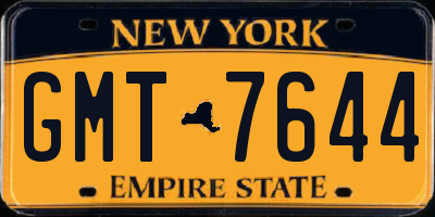NY license plate GMT7644