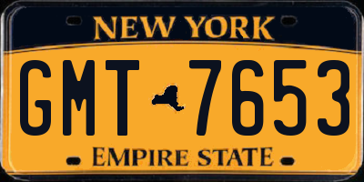 NY license plate GMT7653