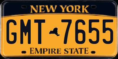 NY license plate GMT7655