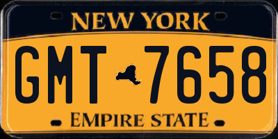 NY license plate GMT7658