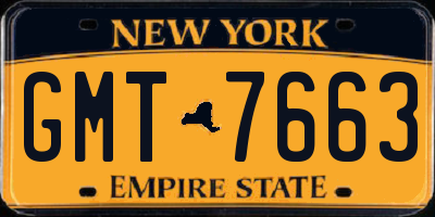 NY license plate GMT7663