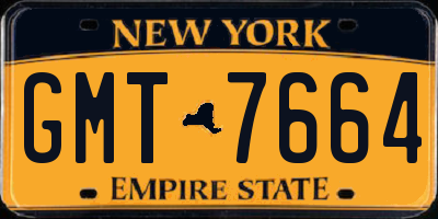 NY license plate GMT7664