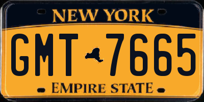 NY license plate GMT7665