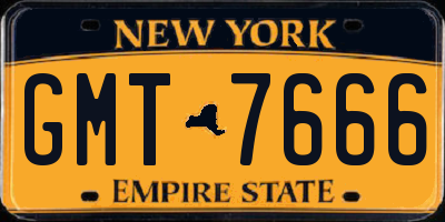 NY license plate GMT7666