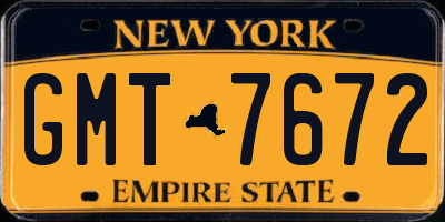 NY license plate GMT7672