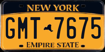 NY license plate GMT7675