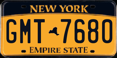 NY license plate GMT7680