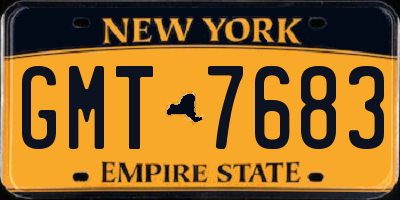 NY license plate GMT7683