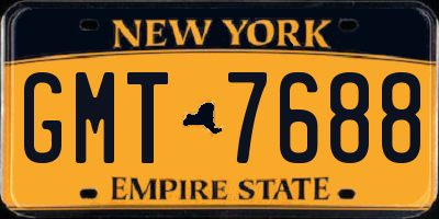 NY license plate GMT7688