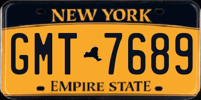 NY license plate GMT7689