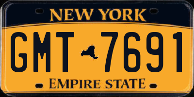 NY license plate GMT7691